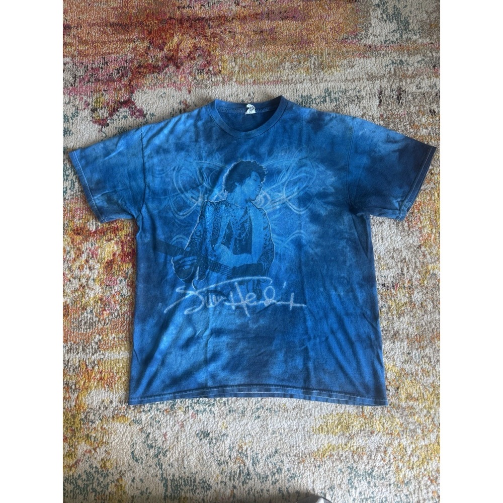 Y2K 2000s Jimi Hendrix Blue Tie Dye Graphic T-Shirt Size L